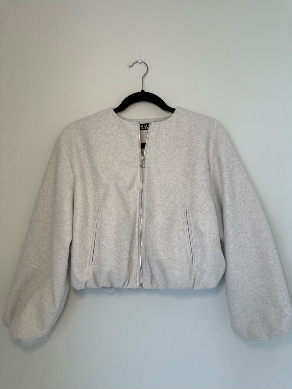Zara SOFT BOMBER JACKET Light Gray